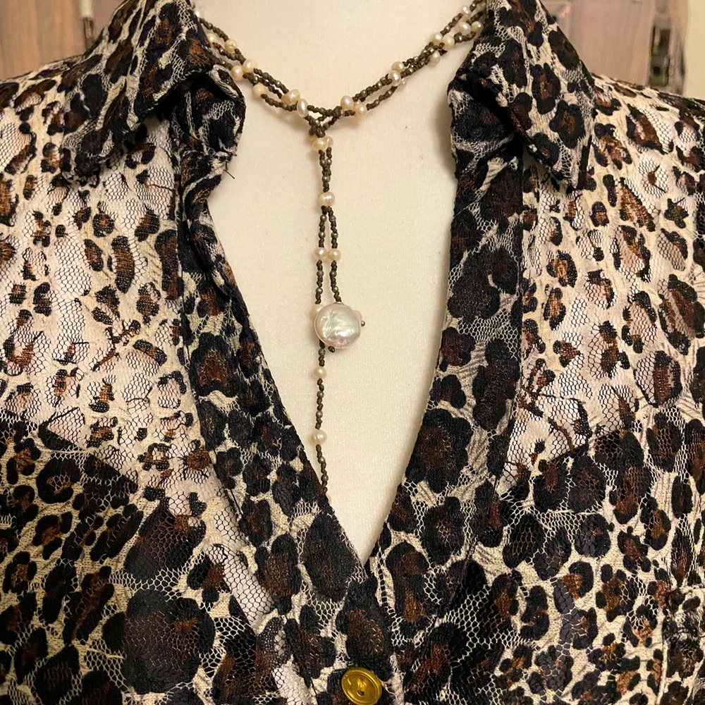 Heartsoul XL sheer leopard print blouse